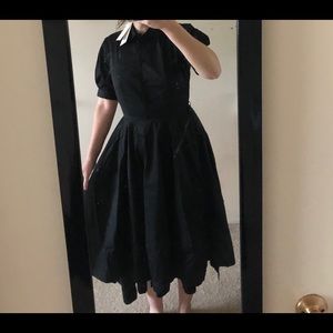 Co Essentials Black Tiered Puff Sleeve Midi dress